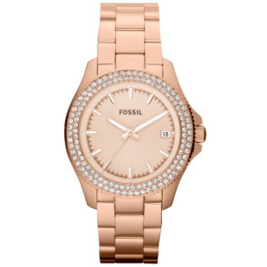 Fossil watch strap AM4454 Steel Gold (Rosé) 18mm 